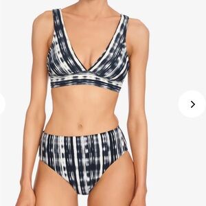 Robin Piccone Black and White Tie-Dye High-Waist Bikini